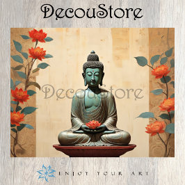 Boeddha & Pioenrozen Decoupage Tissuepapier