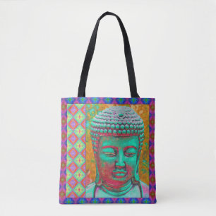 Boeddha-Pop in Groen, Geel, Rood, Blauw, Magenta Tote Bag