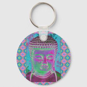 Boeddha-Pop in Magenta en Turquoise Sleutelhanger