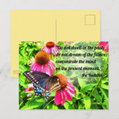 Boeddha Quote Zwarte Swallowtail Vlinderbloemen Briefkaart (Voorkant / Achterkant)