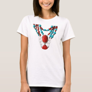 Boeddha rood koraal turquoise vrouwen Ketting T-sh T-shirt