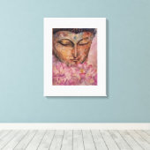 Boeddha Roze Lotus Waterverf Canvas 16x20 (Insitu (Houten vloer))