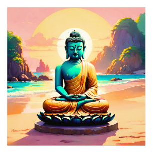 Boeddha - Serene Kusten van Verlichting  Foto Afdruk