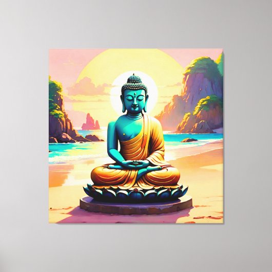 Boeddha - Serene oevers van verlichting Canvas Afdruk (Voorkant)