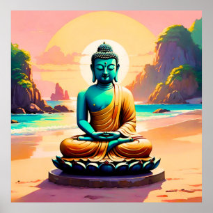 Boeddha - Serene oevers van verlichting Poster