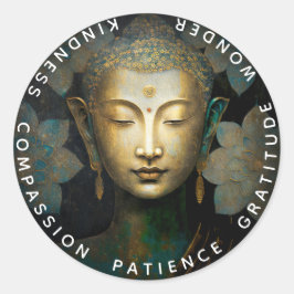 Boeddha, Spirituele Meditatie Ronde Sticker