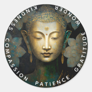 Boeddha, Spirituele Meditatie Ronde Sticker