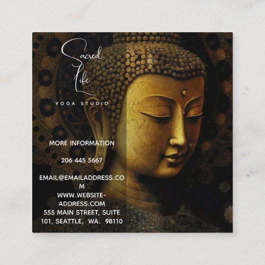 Boeddha, Spirituele Meditatie Vierkante Visitekaartje (Achterkant)