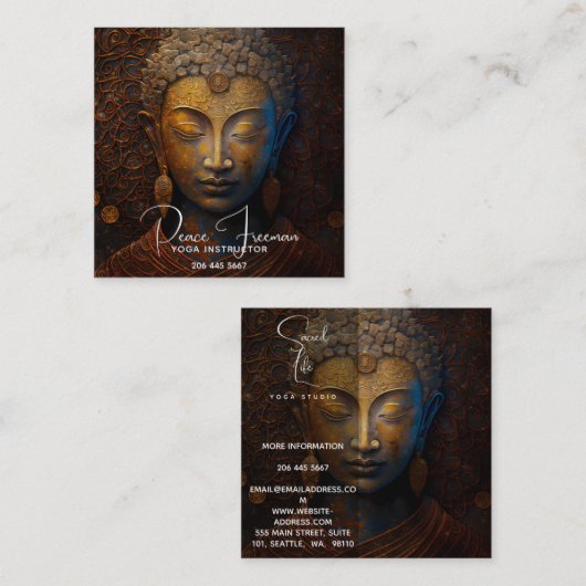 Boeddha, Spirituele Meditatie Vierkante Visitekaartje (Voorkant / Achterkant)