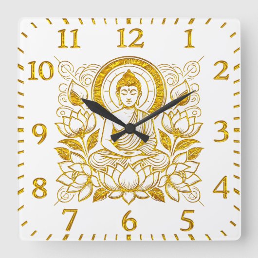 Boeddha te midden van lotusbloemen vierkante klok (Voorkant)