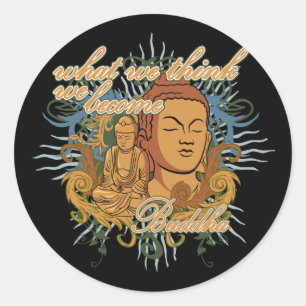 Boeddha wordt citaat ronde sticker