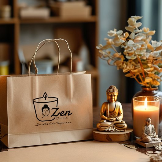 Boeddha Zen kaars Small Business, Custom Large Rubberstempel