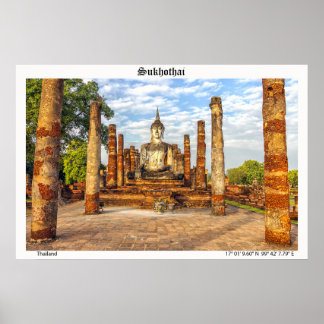 Boeddhabeeld, Wat Mahathat, Sukhothai Poster