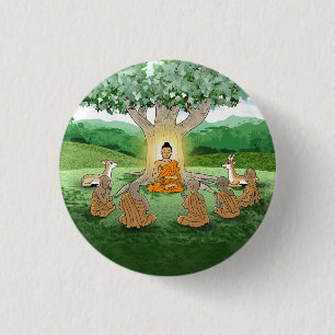 Boeddha's eerste preek over het onderwijzen van Bu Ronde Button 3,2 Cm