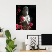 Boeddhisme Poster Goddess Kuan Yin Buddha Flowers (Thuiskantoor)