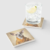 Boeddhist Chihuahua Stenen Onderzetter (Zijkant)
