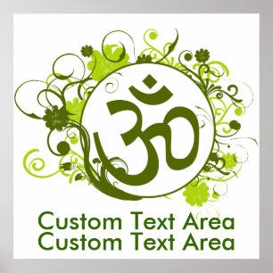 Boeddhist Floral Green Om Poster