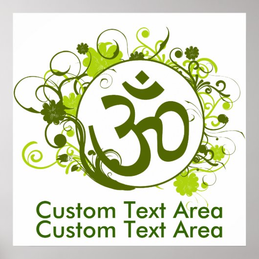 Boeddhist Floral Green Om Poster (Voorkant)