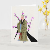 Boeddhist Monk Wenskaart Kaart (Gele Bloem)