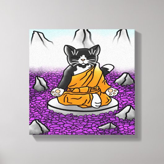 Boeddhist Tuxedo Meditation Cat Canvas Afdruk (Voorkant)