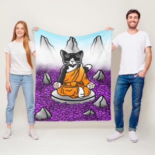 Boeddhist Tuxedo Meditation Cat Fleece Deken