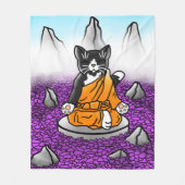 Boeddhist Tuxedo Meditation Cat Fleece Deken (Voorkant)