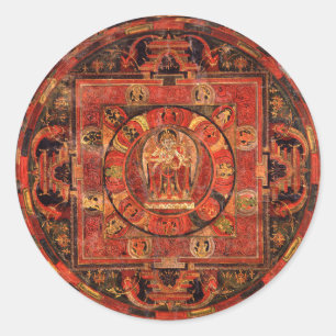 Boeddhistisch Mandala over compassie Ronde Sticker