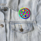 boeddhistisch regenboogwiel ronde button 5,7 cm (In situ)