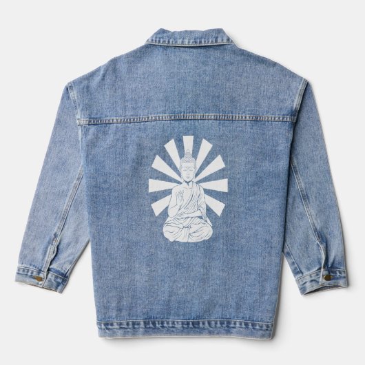 Boeddhistisch Spiritueel Mediteren Boeddhisme Boed Denim Jacket (Achterkant)