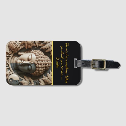 Boeddhistische blad en Orb Carving AI Bagagelabel (Voorkant (horizontaal))