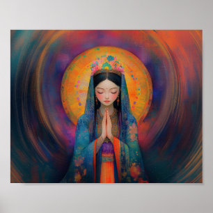 Boeddhistische Godin Quan Yin Abstracte Vortex Sch Poster