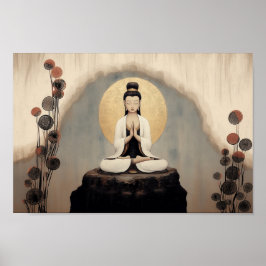 Boeddhistische godin Quan Yin Minimalistische kuns Poster