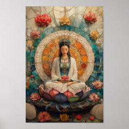 Boeddhistische Godin Quan Yin Portret Schilderkuns Poster