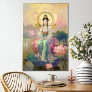 Boeddhistische Godin Quan Yin: Roze Lotus Tuin Poster