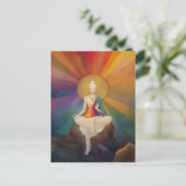 Boeddhistische Godin White Tara Regenboog Portret Briefkaart (Staand voorkant)