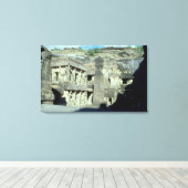 Boeddhistische, Jainistische en Hindu grotten in E Canvas Afdruk (Insitu (Houten vloer))