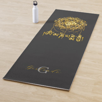 Boeddhistische Mani Mantra in Goud met Mandala Yogamat