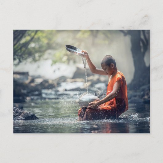 Boeddhistische Monk Washing Implementen Briefkaart (Voorkant)