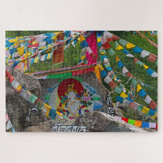 Boeddhistische schildering op rotsen legpuzzel (Horizontaal)