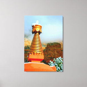 boeddhistische stoepa in canvas gewikkeld afdruk