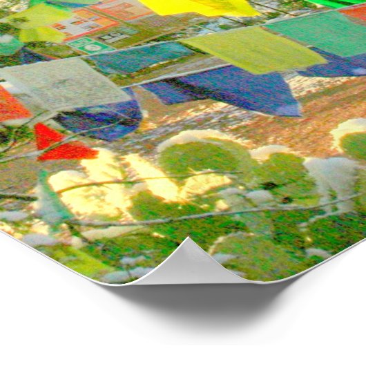 boeddhistische stupa in sneeuw poster (Hoek)