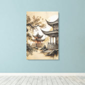 Boeddhistische Tempel Canvas Afdruk (Insitu (Houten vloer))