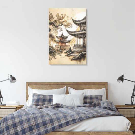 Boeddhistische Tempel Canvas Afdruk (Insitu (Slaapkamer))