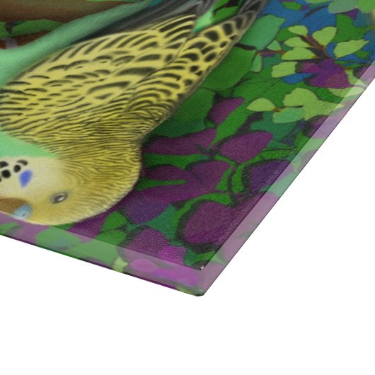 Boedgerigar Paraket Parrots in Ferns Cutting Board Snijplank (Hoek)