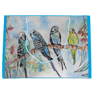 Boedgies Waterverf Gum Tree budgie Groot Cadeauzakje