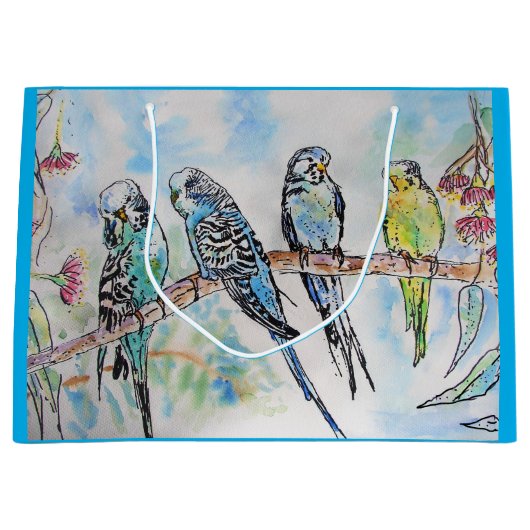 Boedgies Waterverf Gum Tree budgie Groot Cadeauzakje (Voorkant)