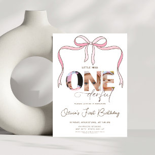 boeg kleine miss Onederful 1st Birthday 3 foto Kaart