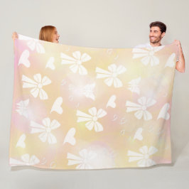 boeg, lint, wit, pastel, harten, licht, roze; fleece deken