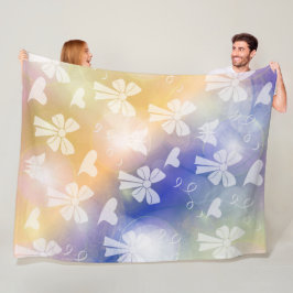 boeg, lint, wit, pastel, harten, licht, roze; fleece deken