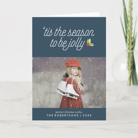 Boegen van Feestelijke Kerstmis van de Hulst Feestdagen Kaart (Voorkant)